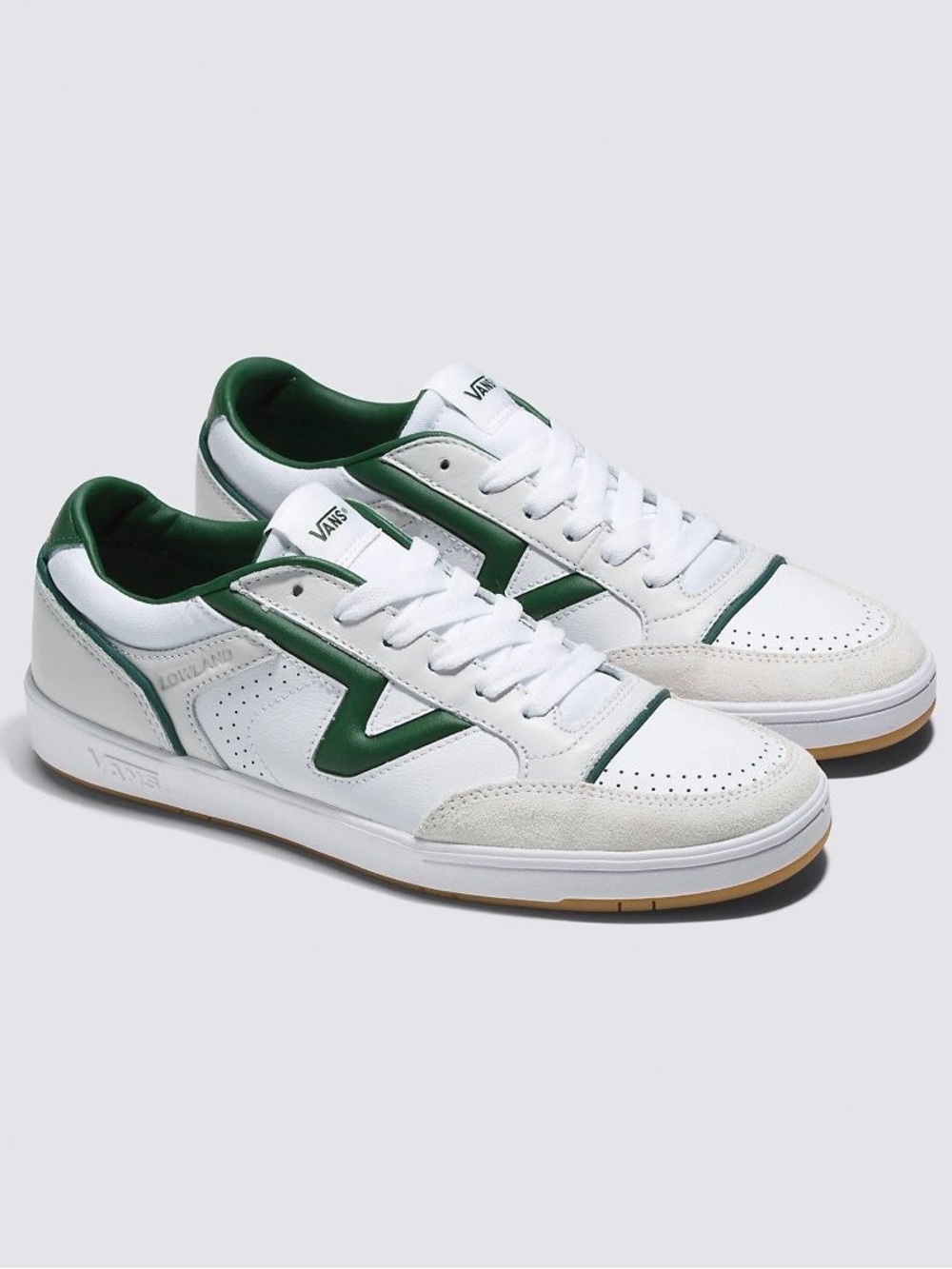Vans Lowland Shoe in White and Dark Green - Picture 2 of 5